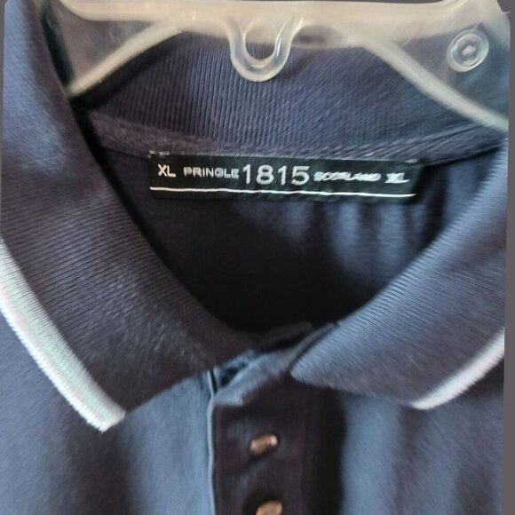 Pringle 1815 Scotland Polo Shirt Embroidered Logo Short Sleeve Navy blue Xlarge - Picture 12 of 14